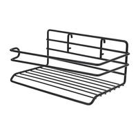 SUPVOX Support Mural sans Perçage pour Panneau Perforé en Métal Noir, Organisateur Multifonction Crochets Plastiques, Panier Rectangulaire de Rangement pour Outils et Accessoires,