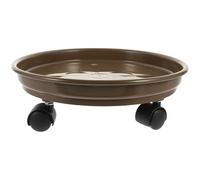 SUPVOX Support Roulant pour Pots de Fleurs Taupe Intérieur et Extérieur, Plateau Plastique Ø 24,5 Cm avec roulettes Pivotantes 360°, Récupérateur d'eau et Base Mobile pour Jardin