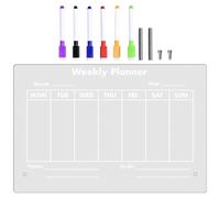 SUPVOX Tableau Mémo en Acrylique Transparent pour Bureau et Maison, Tableau Blanc Effaçable à Sec 2 Punaises 7 Cm et 6 Feutres Blancs, Planificateur Créatif pour Notes et Messages, Usage