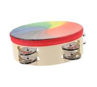 SUPVOX Tambourin Double Rangée à Motif Arc Ciel Instrument de Percussion Portatif pour Fête Éducation Musicale et Danse