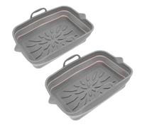 SUPVOX Tapis de Cuisson Pliable en Silicone 2pcs Deux Poignées, Léger et Antiadhésif, pour Friteuse à Air Lors de Voyages ou Pique-niques en Extérieur