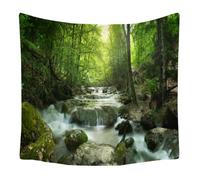 SUPVOX Tapisserie Murale Décorative Forêt Motif Cascade 200x150 Cm Polyester Multifonction pour Décoration Intérieure Salon Chambre et Tente