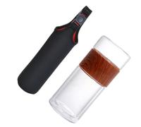 SUPVOX Tasse à Thé Double Paroi en Verre Résistant la Chaleur 360 Ml Infuseur Intégré et Manchon Imitation Bois, Bouteille à Infusion Pratique pour Pique-niques, Voyage et Usage
