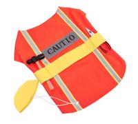SUPVOX Tenue d'Ingénieur pour Chien Orange S Gilet de Chantier Ajustable avec Casquette Costume pour Animaux de Compagnie de 2 à 3 Kg Déguisement Halloween et Fêtes
