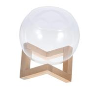 SUPVOX Terrarium en Verre Rond avec Support en Bois 12 Cm pour Plantes Succulentes Et Propagation, Décor Jardin Et Patio, Ouverture Inclinée pour Entretien Facile