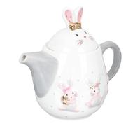 SUPVOX Théière en Céramique Lapin de Pâques 1 Pièce, Pichet à Jus sans Filtre, Grosse Capacité, Décor Floral en Relief, Récipient D'eau Portable pour Thé Chaud et Froid, Usage Quotidien