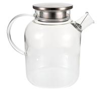 SUPVOX Théière en Verre Transparent 1,6 L Couvercle en Acier Inoxydable, Bouilloire à Eau Froide Multi-usage pour Jus, Thé et Boissons, Récipient Décoratif Cuisine Service