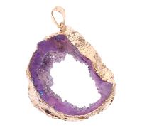 SUPVOX Tranche D'agate Naturelle Violet Bord Doré Matériel pour Bijoux DIY Pendentif Décoratif sans Chaîne Fournitures pour Fabrication de Bijoux et Ornement Artisanaux Femmes