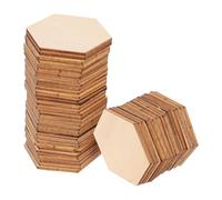 SUPVOX Tranche de Bois Brut Hexagone de Bois Naturel Embellissement Bricolage Artisanat pour Mariage Anniversaire 50mm 50 Pièces