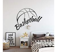 SUPWALS Stickers Muraux De Basket-Ball, Stickers Muraux Sports Boy Chambre Basketball Hall Intérieur, Art Decal Vinyle, 42x53 Cm, Noir