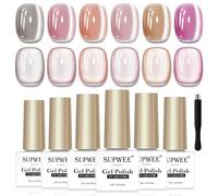 SUPWEE Cat Eye Lot de 6 vernis à ongles gel UV avec aimant - 6 couleurs nude rose corail scintillant holographique œil de chat - Effet œil de chat - Effet œil de chat - DIY - Pour salon de manucure