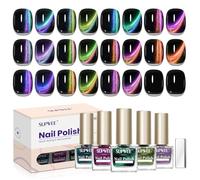 SUPWEE Cat Eye Vernis à ongles à séchage rapide, 12 couleurs, magnétique, sans UV, avec aimant, holographique, séchage à l'air libre, sans gel, à base d'huile pour la maison et le salon, 7 ml