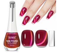 SUPWEE Cat Eye Vernis à ongles à séchage rapide, rouge foncé, magnétique, sans lampe UV, pour orteils, œil de chat, avec aimant à l'huile, pour la maison, manucure, 16 ml