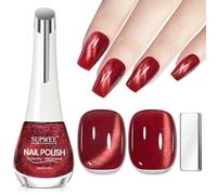 SUPWEE Cat Eye Vernis à ongles sans UV, magnétique, rouge, séchage rapide, avec aimant, séchage à l'air, brillant, non gel, à base d'huile de chat, effet œil de chat, 16 ml