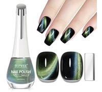 SUPWEE Cat Eye - Vernis à ongles sans UV - Vert et bleu Cat Eye - 16 ml - Magnétique - Séchage à l'air libre - Brillant - Pour la maison