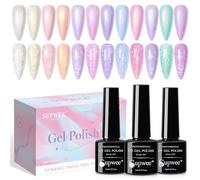 SUPWEE Ensemble de Vernis à Ongles Gel Perlé 12 Couleurs Paillettes Shimmer Sirène Gel Vernis Nacré Coquille Effet Spirale Gel Soak Off UV Kit de Gel de Manucure pour Ongles