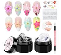 SUPWEE Gel 3D nail art 15 g modelage transparent blanc nacré avec moules fleurs et stylo silicone UV solide multifonctionnel pour femmes filles à domicile ou salon