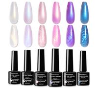 SUPWEE Lot de 6 vernis à ongles en gel nacré Effet nacré scintillant Dessin sirène Vernis à ongles UV Coquillage Effet tourbillon Soak Off Pour manucure