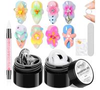 SUPWEE Solid Builder Gel 3D anti-adhésif pour ongles Blanc transparent 5 g | Gel 3D Nail Art avec stylo en silicone et moule à ongles, motifs gaufrés pour ongles, manucure, bricolage
