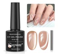 SUPWEE Vernis à Ongles Gel Oeil de Chat Moonlight Glitter 1Pc Gelée Rose Vernis à Ongles Magnétique avec Aimant Holographique Paillettes Cateye Gel Vernis pour Nail Art Manucure Salon 10ML