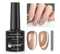 SUPWEE Vernis à Ongles Gel Oeil de Chat Moonlight Gloss Smoothies Paillettes 1PC Gel Magnétique Chat Marron Soak Off Gel UV Oeil de Chat pour Nail Art Manucure Salon DIY à la Maison 10ML