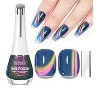 SUPWEE Vernis à ongles œil de chat avec aimant, bleu et rose | Vernis holographique effet œil de chat sans UV - Manucure DIY - 16 ml