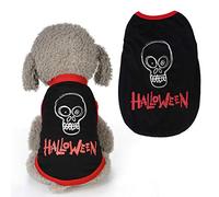 SUPYINI Animal de Compagnie Vest de Chien Vest Cat Black Polyester Skull Imprimé Halloween Costume avec Usure Facile pour Chiens Chats Tailles XS-XL (M)