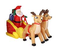 SUPYINI Décoration de Noël en Polyester Père Noël et Traîneau Gonflable Lumineux avec Ventilateur Puissant (Prise UE 220-240V)