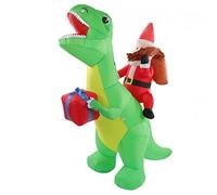 SUPYINI Décoration Gonflable de Dinosaure de Noël avec Lumières LED Intégrées, Décorations de Cour Gonflables, Décoration de Noël pour Fête de Vacances Intérieure et Extérieure (Prise UE 100-240V)