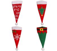 SUPYINI Ensemble -chapeau et Fourchette de Noël, Paquet de 4 Sacs de | Matériau Non tissé Réutilisable Durable, Porte-couverts pour Fourchette, Couteau, Cuillère, Décoration de Table de Noël et