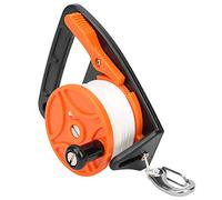 SUPYINI Moulinet de Plongée, Ligne de Plongée de 150 Pieds, équipement de Plongée avec Position de Carte de Préhension, Combinaison de Corde PP (Orange)