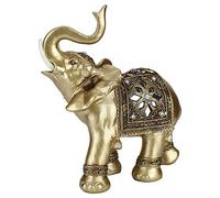 SUPYINI Ornement D'éléphant, Statues D'éléphant, Statue D'éléphant Feng Shui, Statue D'éléphant en Résine Dorée élégante, Figurines de Collection, Sculpture, Figurine de Richesse,