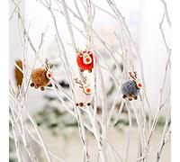 SUPYINI Ornements de Noël, Pendentif Cerf en Feutre, 4 Pièces, pour | Corps en Feutre de Visage en Bois, Petite Taille 5x5cm, Décor de Fête Festive pour la Maison ou un événement