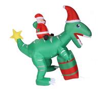 SUPYINI Père Noël Gonflable de 7,87 Pieds sur Un Dinosaure avec Lumières LED, Décorations de Noël Gonflables pour Extérieur, Cour, Jardin, Pelouse, Décoration de Fête de Vacances (Prise UE 220-240V)