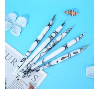 SUPYINI Stylos Acryliques, 5 Pièces, Outils de Dessin de Bande Dessinée à Pointe Ronde pour écrire des Lignes Fines, avec Boîte Cadeau (Blanche)