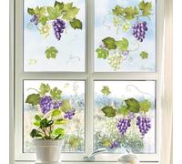 Supzone Autocollants Fenêtre Vignes et Grappes de Raisins - Sticker pour Vitre Décoratif, Stickers Vitres Anti-Collision Anti - Adhésifs, Adaptés pour Fenêtre, Porte, Cuisine, Bureau & Chambre