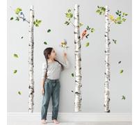 Supzone Stickers Muraux Bois de Bouleaux - Autocollant Mural Forêt avec Bouleaux & Oiseaux - Déco Murale Moderne Amovible sans Trace pour Chambre Enfant/Salon/Bureau