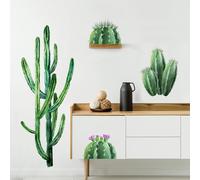 Supzone Stickers Muraux Cactus - Décors Tropical Vinyl Facile à Poser - Ideal pour Chambre Enfant, Nursery, Salon, Chambre, Bureau - Autocollants Mural avec Cactus & Plantes Vives