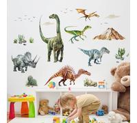 Supzone Stickers Muraux Dinosaures Volcan Éruptif & Fossiles Réalistes Autocollant Mural Éducatif Interactif Déco Murale pour Chambre Enfant/Salle de Jeux/Classe - Stickers Préhistoriques sans Trace