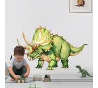 Supzone Stickers Muraux Enfant Dinosaures Grands Autocollant Mural Vert de Triceratops Déco Murale Dino pour Garçon Chambre Enfant Nursery Salle de Jeu