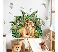 Supzone Stickers Muraux Enfant Panthère Mère & Bébés - Autocollant Mural Déco Animaux Sauvages - Stickers Adhésifs Amovibles sans Trace pour Chambre/Salon/Bureau - Décoration Murale Style Jungle