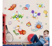 Supzone Stickers Muraux Enfants Sport - Autocollant Mural Basket, Football, Rugby, Baseball - Sticker Mural Déco Chambre Garçon, Salle de Classe & Salle de Bain - Décalcomanies Sportives
