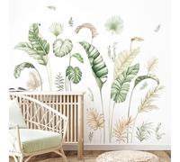 Supzone Stickers Muraux Plantes Tropicales - Autocollant Mural Jungle avec Palmier & Feuillage Exotique - Déco Murale Moderne Amovible sans Trace pour Chambre Enfant/Salon/Bureau