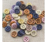 SUQ 100PCS Boutons Colorés, 100pcs Bouton Forme de Circulaire, Rond en bois, 10mm 4-Trou Boutons à Coudre Assortis pour Toutes Les Activités de Loisirs Créatifs, Tricot, Comptage, Triage des Tailles