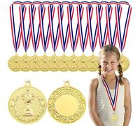SUQ 12 Médailles d'Enfants, Ruban Tricolore en Nylon Médaille d'Or, 2 Pouces Médailles de Champion d'Enfants, Sports, Fête, Prix, Cadeaux d'Équipe