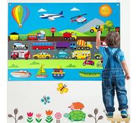 SUQ 31Pcs Tableau de feutre, tableau d'histoire de la circulation en ville, tableau de feutre pédagogique pour enfants, tableau de feutre interactif pour enfants Tableau d'histoire en feutre