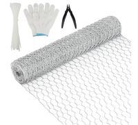 SUQ 35cm x 15m Grillage a Poule, avec Pince de Coupe, Gants et 50pcs Cravattes de Câble, Filet de Tissu de Matériel Métallique pour Lapin de Chien de Poulet, pour l'Artisanat et le Jardinage