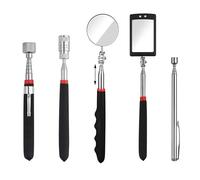 SUQ 5PCS Magnétique Ramassage d'outils Kit, Outils de Préhension de Ramassage Télescopique Magnétique, 15 lb / 1 lb / 8 lb, Pivotant à 360 °Miroir d'Inspection Rond/Carré avec Lumière LED