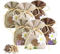 SUQ 6 PCS Vêtements Frais Sachets Parfumés, Sachets Parfumés pour Tiroirs, Garde-Robes, Sachets en Lin Remplis de Lavande/Gardénia/Lilas, Anti-Mites pour Chambre Garde-Robe Salles de Bains Voitures
