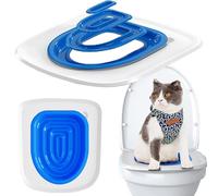 SUQ Cat Toilet Trainer, Cat Toilet Training Pack Kit De Nettoyage Réutilisable en Plastique, Cat Toilet Trainer, pour La Formation des Chats à l'Utilisation Facile à Nettoyer Cat Toilet Pack (Bleu)